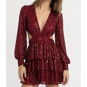 NEW AKALIA freja flare mini dress in red